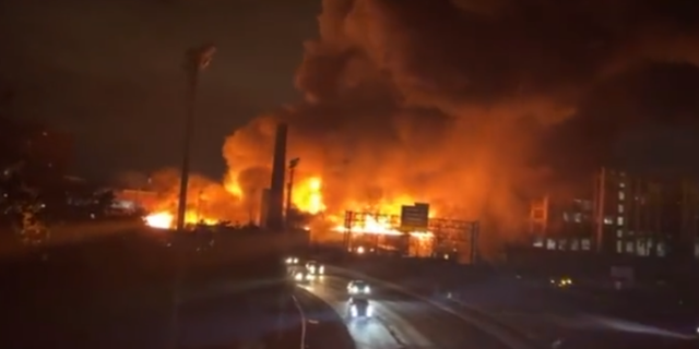 A massive fire broke out at a chemical plant in Passaic, New Jersey Friday evening. (CREDIT: @Ameer via Twitter)