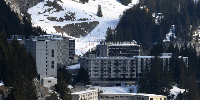 A picture taken on February 28, 2019 shows the ski resort of Flaine, central-eastern France, designed in 1960 by Hungarian-born architect Marcel Breuer. 