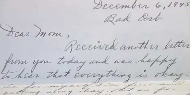 The letter was addressed to Gonsalves' mother, who also lived in Woburn, Mass., during World War II. (WFXT)