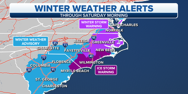 Carolinas winter weather alerts