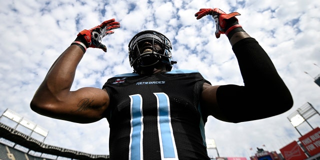 Joshua Crockett #11 of the Dallas Renegades smiles before the XFL game against the New York Guardians at Globe Life Park on March 7, 2020 ad Arlington, Texas.