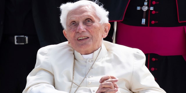 Emeritus Pope Benedict XVI arrives for his departure at Munich Airport in Freising, Germany, June 22, 2020. A long-awaited report on sexual abuse in Germany’s Munich diocese on Thursday faulted retired Pope Benedict XVI’s handling of four cases when he was archbishop in the 1970s and 1980s. 