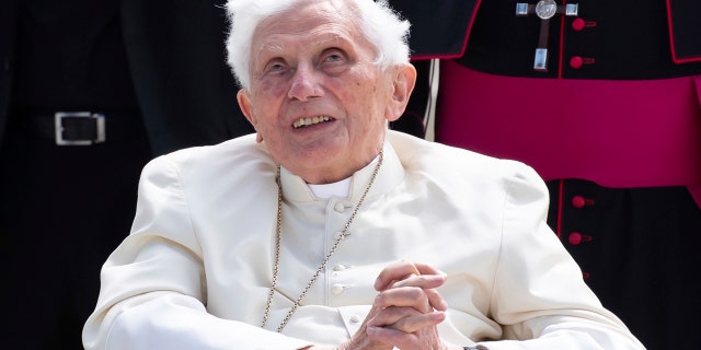 Emeritus Pope Benedict XVI arrives for his departure at Munich Airport in Freising, Germany, June 22, 2020. A long-awaited report on sexual abuse in Germany’s Munich diocese on Thursday faulted retired Pope Benedict XVI’s handling of four cases when he was archbishop in the 1970s and 1980s.