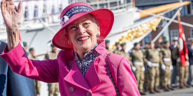 Denmark's Queen Margrethe waves on arrival during the summer voyage to Esbjerg, Denmark, Aug. 31, 2021. Denmark’s popular monarch Queen Margrethe is marking 50 years on the throne with low-key events on Friday Jan. 14, 2022.