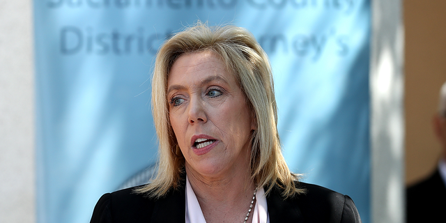 Sacramento District Attorney Anne Marie Schubert announces the arrest of accused rapist and killer Joseph James DeAngelo during a news conference April 25, 2018, in Sacramento, Calif.