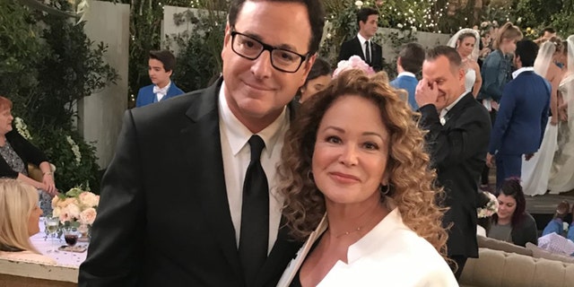 Bob Saget and Gail Edwards during filming of the finale of "Fuller House."