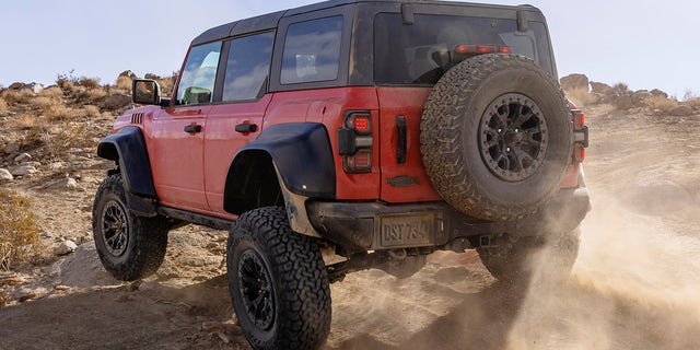 Ford says the Bronco Raptor can keep up with the F-150 Raptor on its test trails.