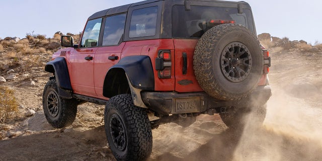 Ford says the Bronco Raptor can keep up with the F-150 Raptor on its test trails.