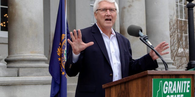New Hampshire Senate President Chuck Morse, in a file photo, speaks at an event outside the Statehouse in Concord, N.H. Morse on Saturday Jan. 29 formally launches a 2022 Republican U.S. Senate run in hopes of challenging Democratic Sen. Maggie Hassan.