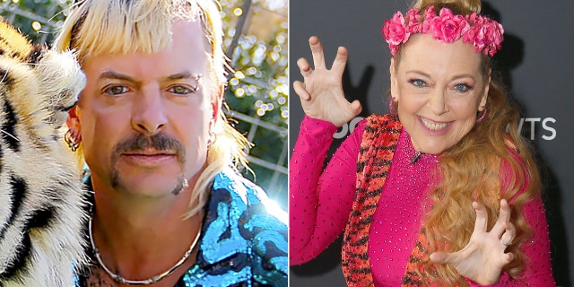 Former big cat zoo owner Joe Exotic and his nemesis big cat rescuer Carole Baskin. He is in prison for hiring a hit man to kill her. 