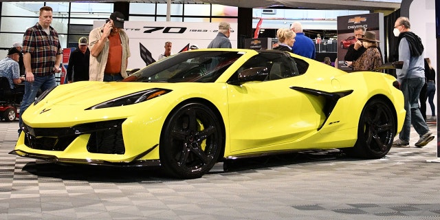 The yellow Z06 on display was a stand-in for the production car, which will be built later this year.