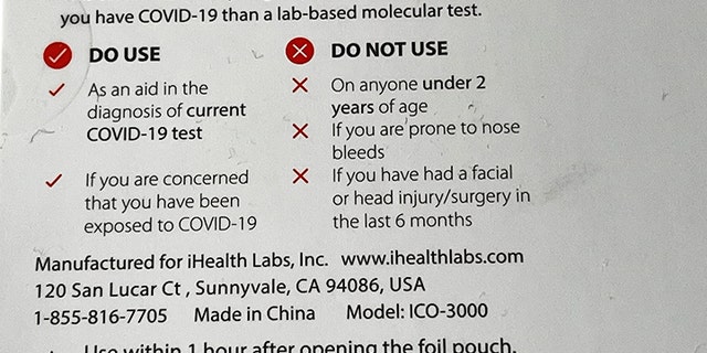 The iHealth test says on the back it is 