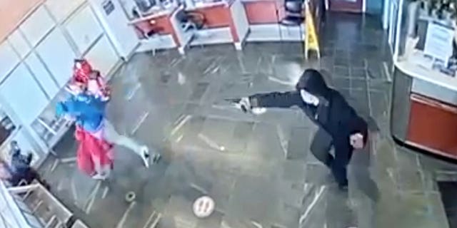 The shooting was caught on hospital surveillance cameras.