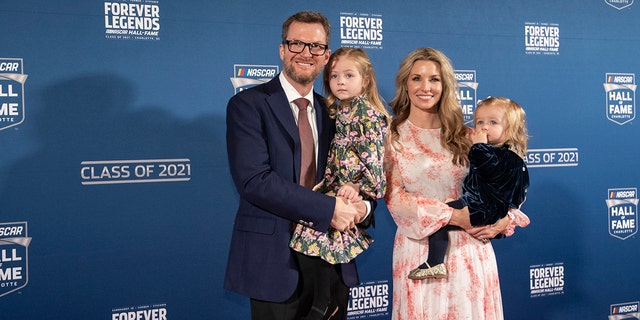Dale Earnhardt Jr., was inducted by his wife Amy with their two daughters in the audience.