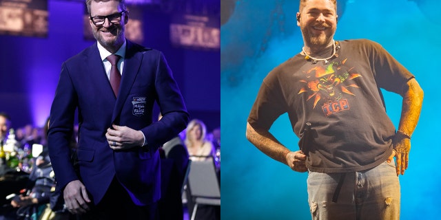 Dale Earnhardt Jr. (left) has been trying to reach Post Malone (right).