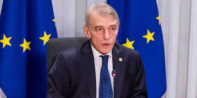 European Parliament President David Sassoli speaks prior to a signing ceremony of EU Legislative Priorities for 2022 on the sidelines of an EU Summit in Brussels, on Dec. 16, 2021. Sassoli has died at a hospital in Italy, his spokesman said in a tweet Tuesday, Jan. 11, 2022. (AP Photo/Geert Vanden Wijngaert, Pool, File)