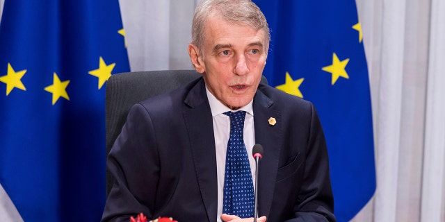 European Parliament President David Sassoli speaks prior to a signing ceremony of EU Legislative Priorities for 2022 on the sidelines of an EU Summit in Brussels, on Dec. 16, 2021. Sassoli has died at a hospital in Italy, his spokesman said in a tweet Tuesday, Jan. 11, 2022. (AP Photo/Geert Vanden Wijngaert, Pool, File)