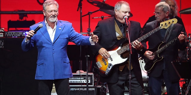 Larry Gatlin (L) and Steve Gatlin of The Gatlins perform in concert during the "Deep From The Heart: One America Appeal Concert" at Reed Arena on October 21, 2017 in College Station, Texas.