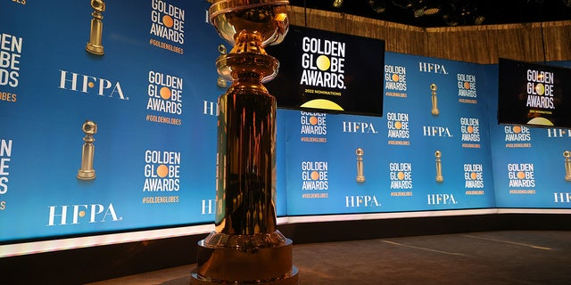 FILE: The stage is set for the 79th Annual Golden Globe Award nominations at The Beverly Hilton on December 13, 2021. (Photo by Kevin Winter/Getty Images)