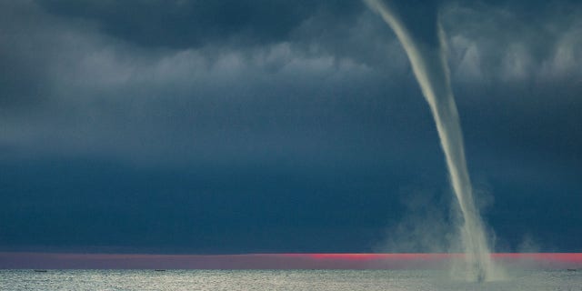 These sorts of occurrences happen when water sprouts move over land and begin to lose energy.