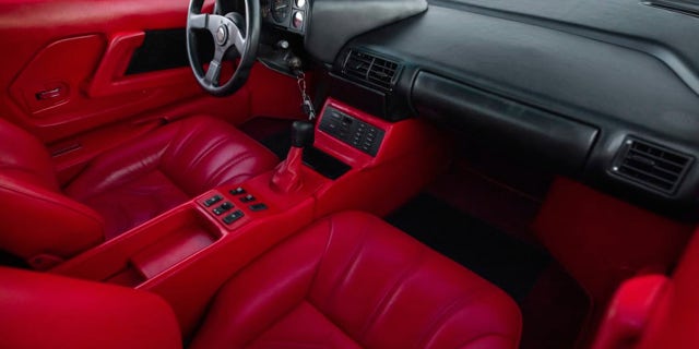 The Cizeta-Moroder V16T's interior features the simple styling common among supercars of the era.