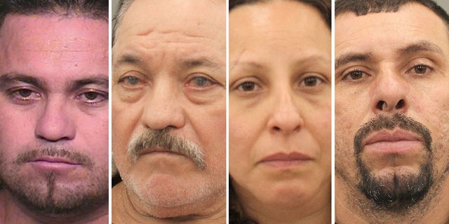 Four additional suspects linked to the shooting death of Cpl. Charles Galloway, according to police. From left are Jose R.H. Cruz, Jose S.G. Cruz, Reisa Marquez and Henri Marquez. (Houston Police)