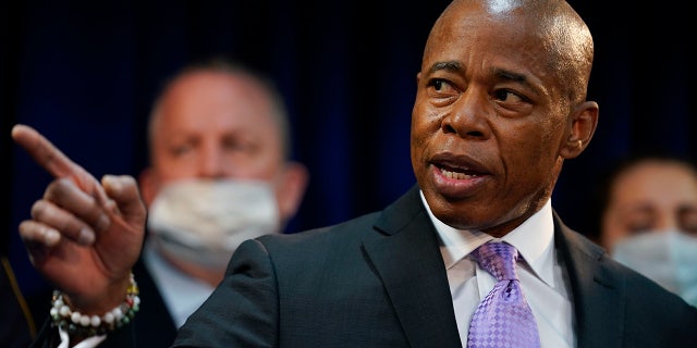 FILE - New York City Mayor Eric Adams speaks during a news conference in the Brooklyn borough of New York, Tuesday, Jan. 4, 2022. 