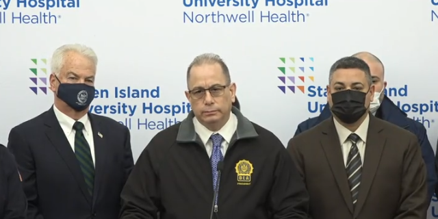 Paul DiGiacomo, president of the Detectives Endowment Association, speaks at a press conference Thursday after an NYPD detective was shot while executing warrants in Staten Island. He demanded changes to the bail reform law. 