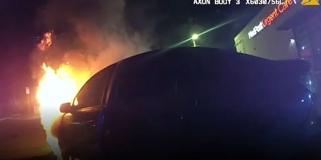 The vehicle caught fire after crashing around 3 오전. 1 월. 13.