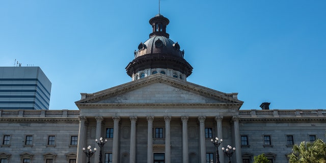 An exterior view of the South Carolina State House, Columbia - construction work first began in 1851 and was completed in 1907, it was designated a national historic landmark in 1976 for its significance in the post-civil war reconstruction era. 