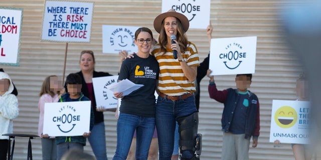 Nicole Rieck (a teacher and a member of Let Them Breathe’s board) is on the left, and Let Them Breathe Founder Sharon McKeeman is on the right. 
