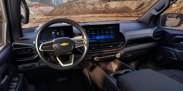 The Silverado EV WT interior features full digital instrumentation.