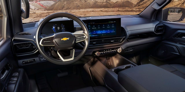 The Silverado EV WT interior features full digital instrumentation.