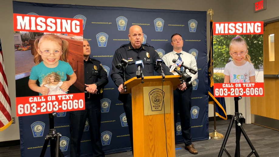 Manchester Police Chief Allen Aldenberg delivers a news briefing on the search for missing 7-year-old Harmony Montgomery