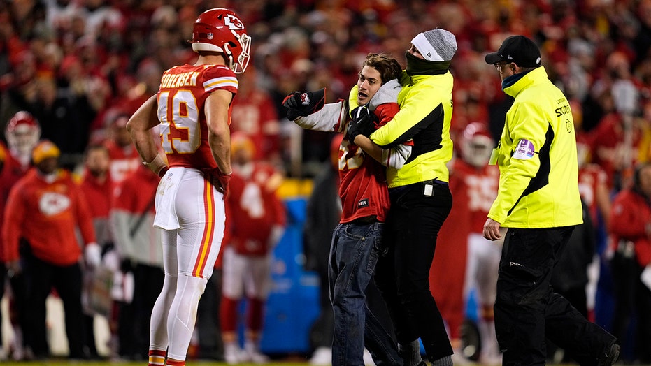 Chiefs security makes best tackle of the game when fan runs onto field