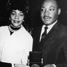 American civil rights leader Dr. Martin Luther King Jr. stands with his wife, Coretta, and New York City Mayor Robert F. Wagner as he is presented with the Medal of Honor of the City of NY, New York City, Dec. 18, 1964. 