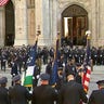 A casket carrying the body of NYPD Officer Jason Rivera body arrives at St. Patrick's Cathedral.