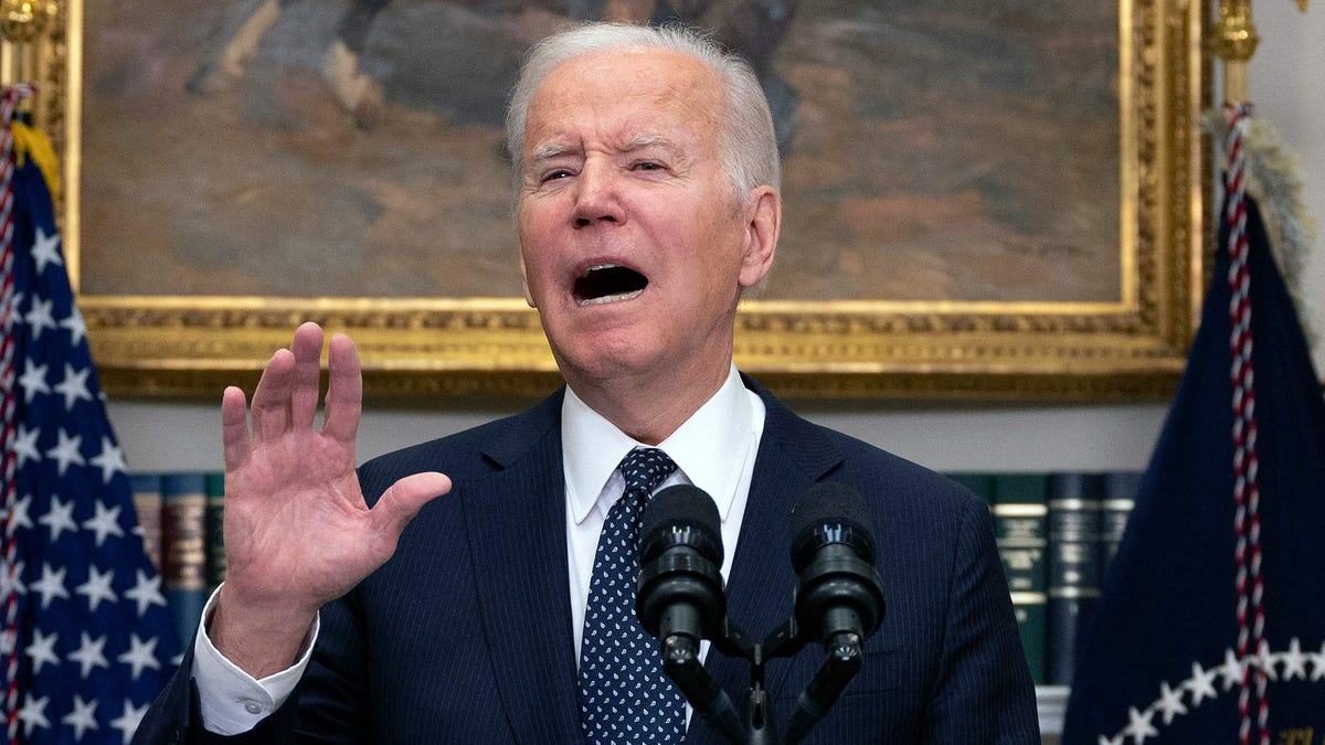 US President Joe Biden delivers a national update on the situation at the Russia-Ukraine border at the White House in Washington, DC, February 18, 2022.