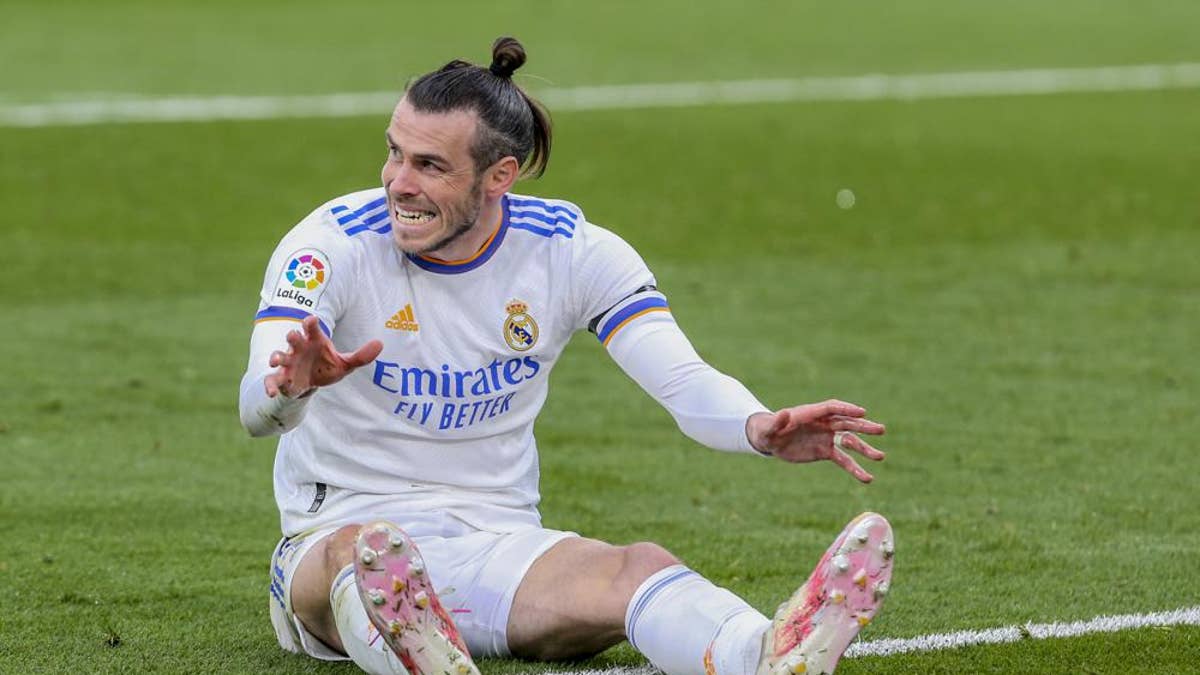Real Madrid's Gareth Bale reacts during a Spanish La Liga soccer match between Villarreal and Real Madrid at the Ceramica stadium in Villarreal, Spain, Saturday, Feb. 12, 2022.