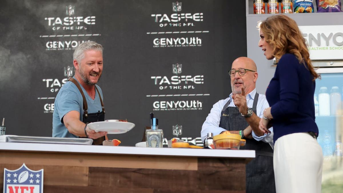 Andrew Zimmern (middle) told FOX News Edge that he got involved with Taste of the NFL's annual benefit event through his work with the 501(c)(3) nonprofit organization GENYOUth, which has partnered with Taste of the NFL for this year’s Super Bowl in Los Angeles.