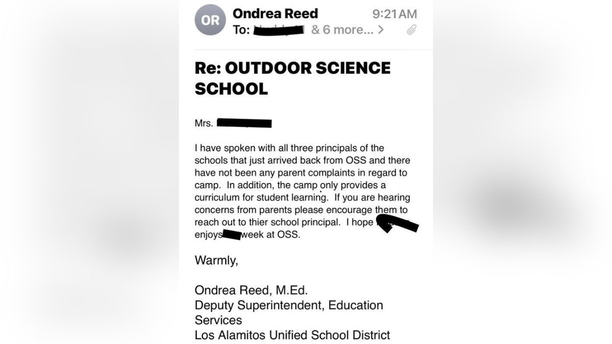 Email from Reed to Los Alamitos parent (Credit: Los Alamitos parent)