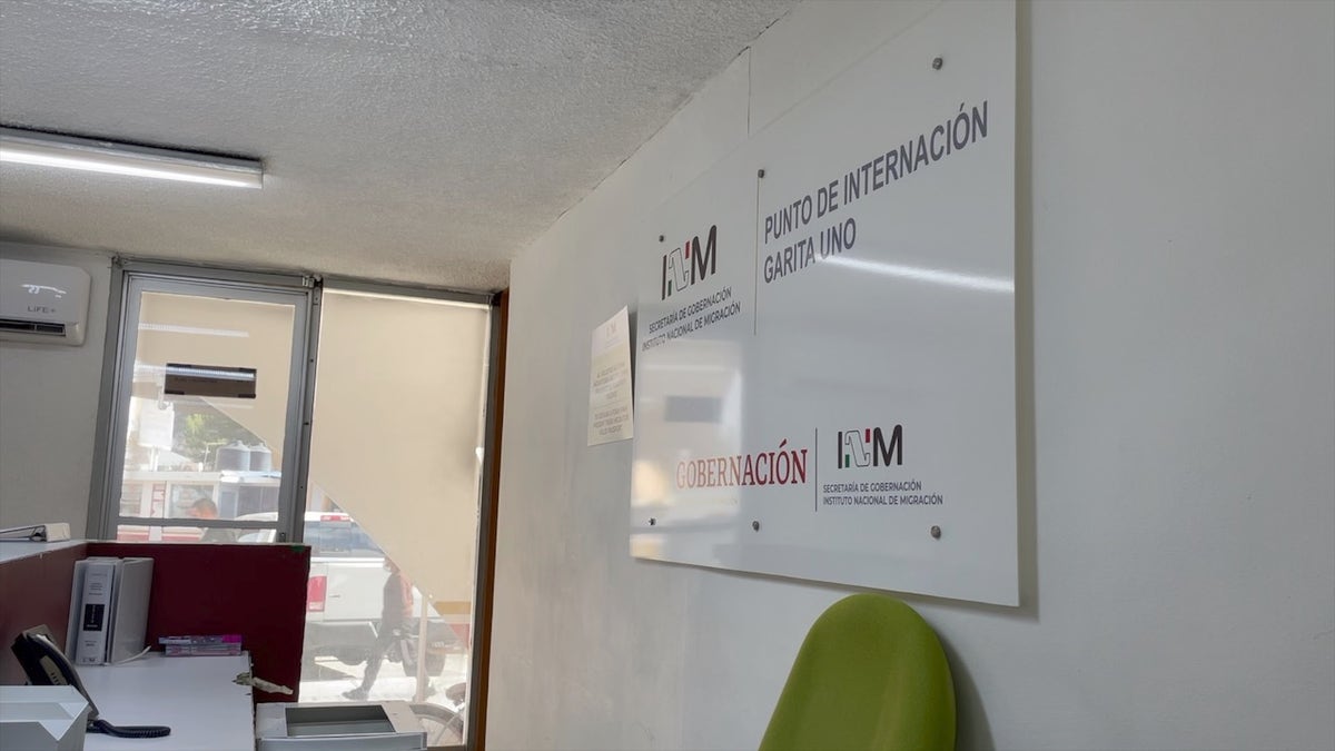 An unattended desk in the Nogales, Mexico, migration office.