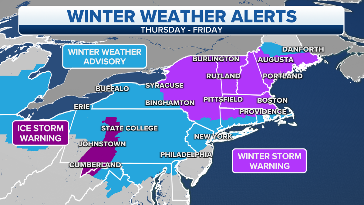 Northeast winter weather alerts through Friday