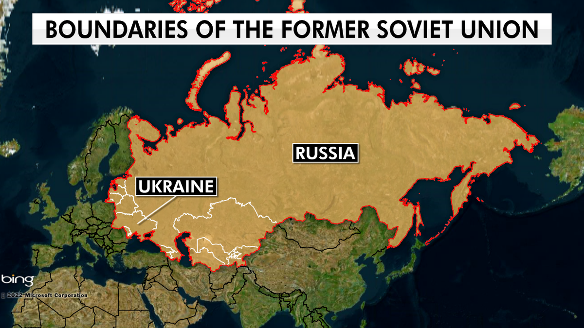  Boundaries of the former Soviet Union are shown on a map