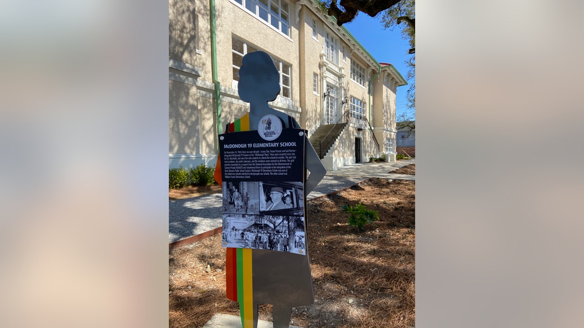 Today, a Civil Rights trail marker stands outside McDonogh 19 Elementary School, one of the first schools to be desegregated in the south.