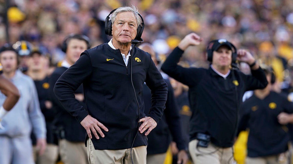 FILE - Iowa head coach Kirk Ferentz watches from the sideline during the second half of an NCAA college football game against Purdue, Saturday, Oct. 16, 2021, in Iowa City, Iowa. Iowa coach Kirk Ferentz said Wednesday, Feb. 2, 2022 he wants to restructure an advisory committee of former players formed after a 2020 investigation found evidence of racial bias against Black players in his program.