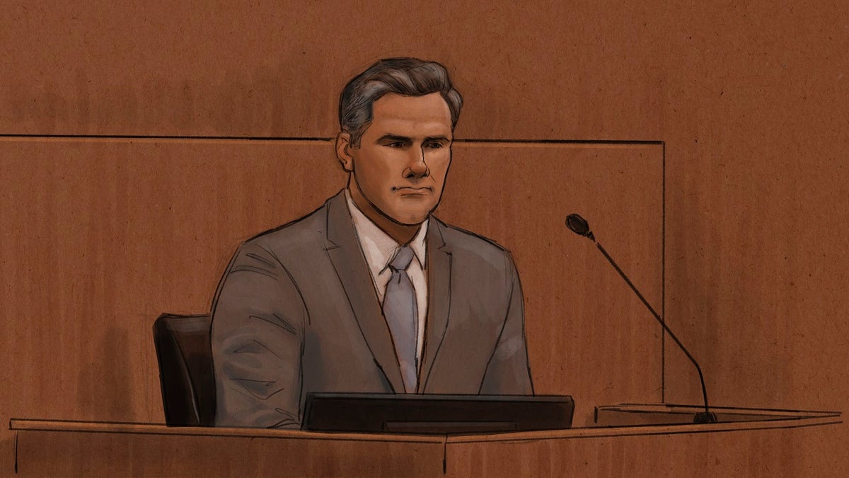 This courtroom sketch shows former Minneapolis Police Officer Thomas Lane during his trial in the killing of George Floyd in federal court in St. Paul, Minn., on Monday, Feb. 21, 2022. 