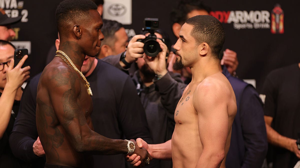 Israel Adesanya of Nigeria faces Robert Whittaker