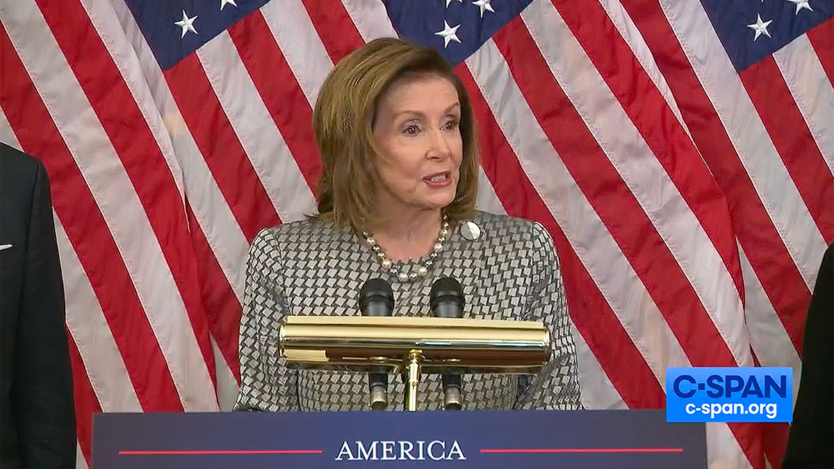 House Speaker Nancy Pelosi, D-Calif., speaks at an event to celebrate the America COMPETES Act at the Capitol on Feb. 4, 2022.