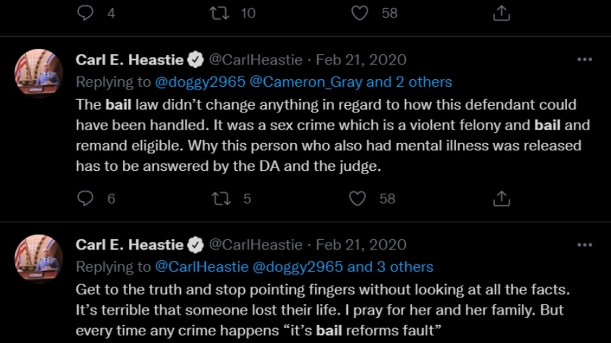 Heastie tweets about bail reform. (Twitter screenshot)